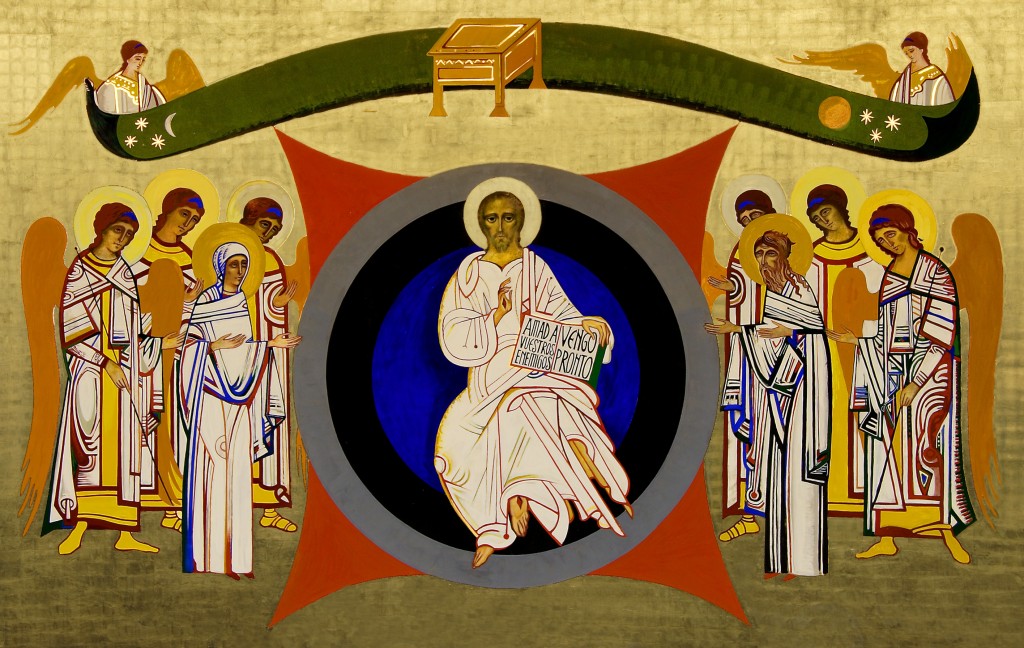 Iconos Camino Neocatecumenal http://www.cruzgloriosa.org/iconos La Déesis (en griego, δέησις), "plegaria" o "súplica", es una representación iconográfica tradicional de Cristo en Majestad o Cristo Pantocrátor entronizado, llevando un libro y flanqueado por la Virgen María y San Juan Bautista, acompañado a veces por ángeles y santos. En otras ocasiones, también se representa a Cristo en la Cruz, pero siempre acompañado de su Madre y de San Juan Bautista. Tanto la Virgen María como San Juan Bautista y los otros personajes tienen sus rostros mirando a Cristo y muestran las palmas de sus manos. En la iconografía sagrada, cuando las manos aparecen mostrando sus palmas simboliza una súplica, una oración. Cuando un mendigo nos solicita una ayuda siempre lo hará mostrando la palma de su mano extendida. Todos los personajes están por tanto, intercediendo por toda la humanidad, ante Cristo, Juez de vivos y muertos. Este icono tiene su origen en el arte Bizantino y posteriormente fue pintado en el Románico, Gótico y en el Ortodoxo. Podemos encontrarlo representado no sólo en las portadas de las iglesias sino que también se utiliza en mosaicos, pinturas o eborarias.