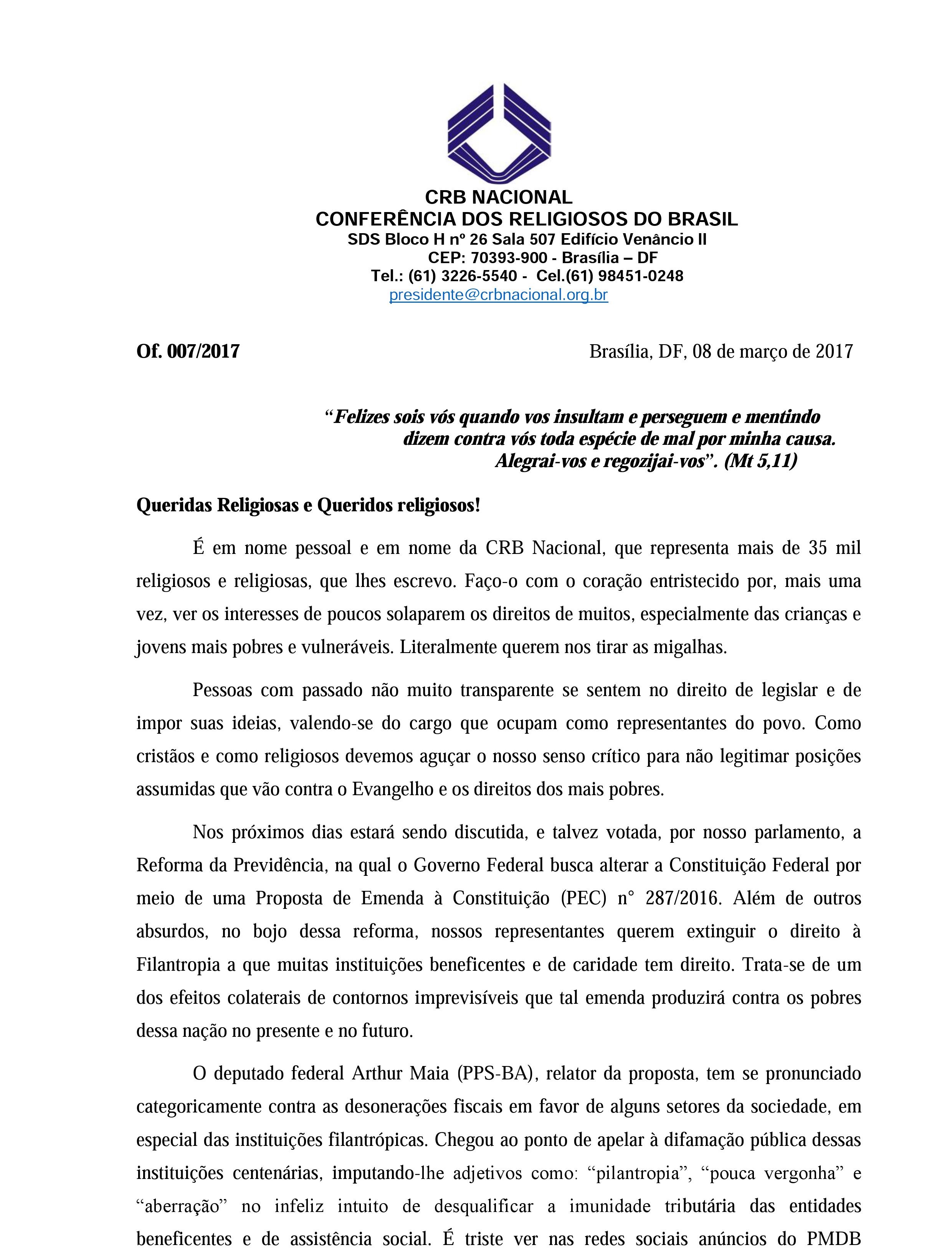 carta conta reforma crb