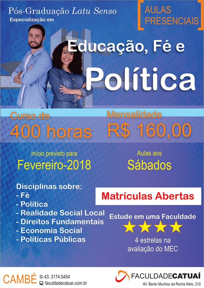 pos graduacao pastoral da fe e politica